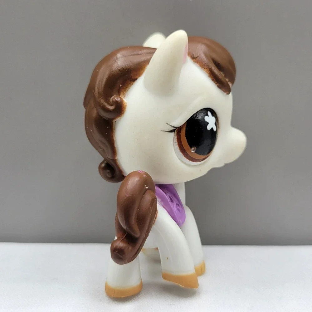 Littlest Pet Shop LPS #578 White Horse Pony Hasbro Figure Toy Purple Saddle